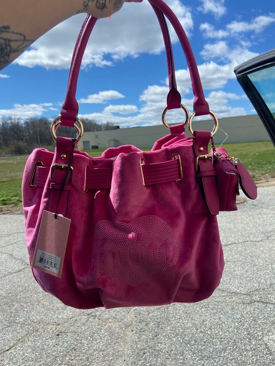 Juicy Couture Handbags - Juicy Couture Fuchsia Velvet Shoulder Bag
